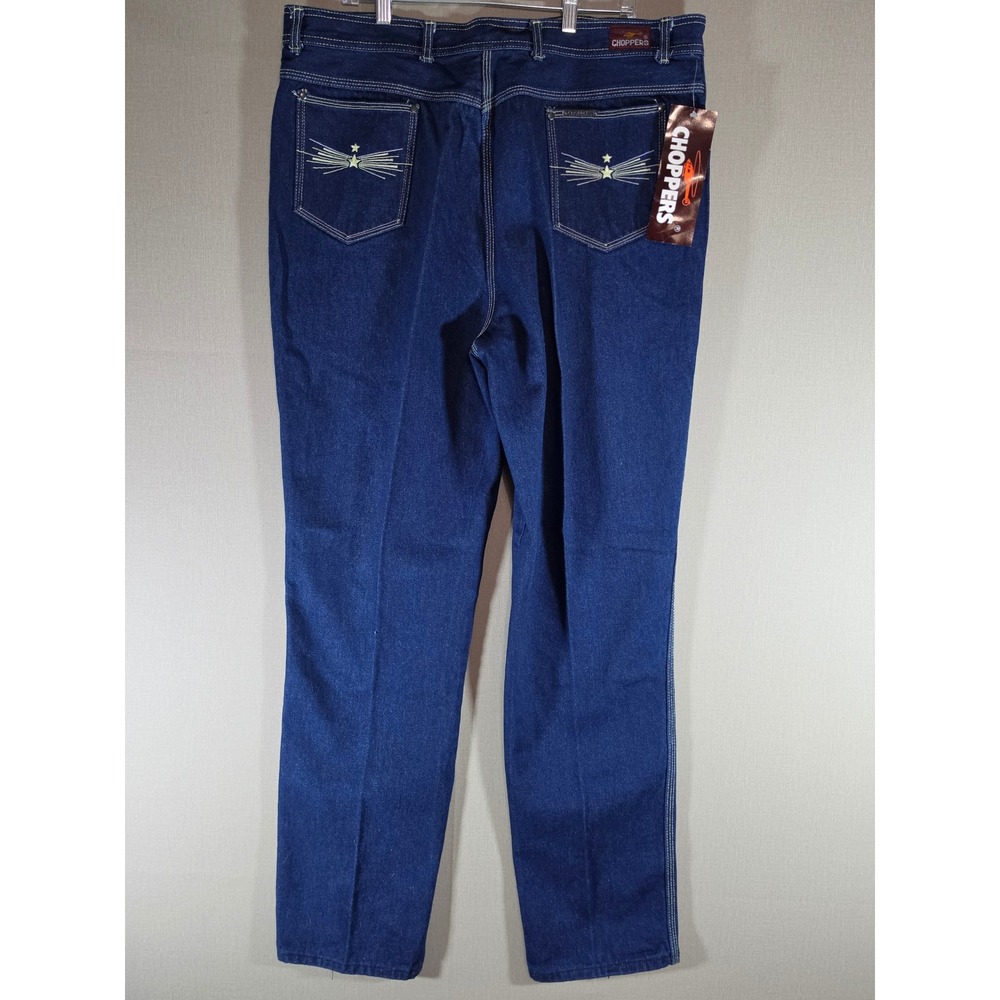 Choppers Mens Vintage Indigo Denim Jeans Star Embroidery Blue Size 42x35 NWT - Picture 8 of 8